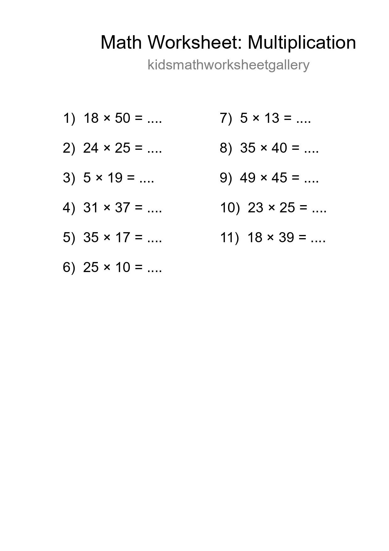 Free 11 Multiplication Math Worksheet For Grade 2 - Part 128