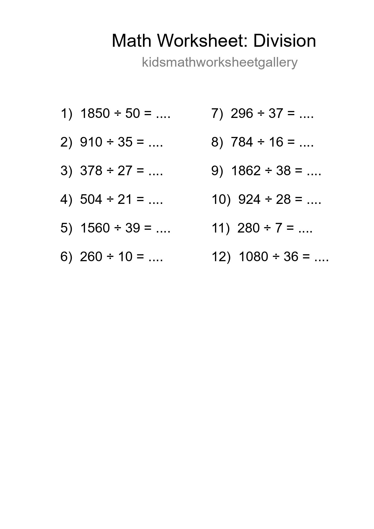 Free 12 Division Math Worksheet For Grade 2 - Part 48