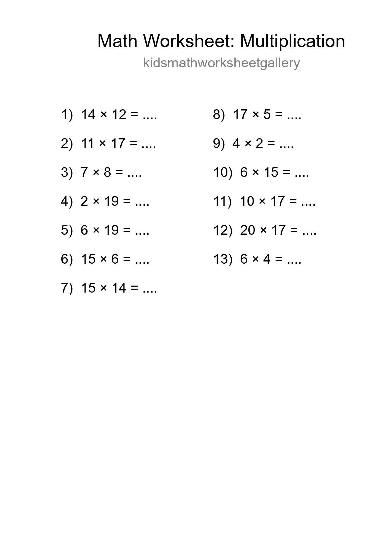 Free 13 Multiplication Math Worksheet For Grade 2 With Answers - Part 73