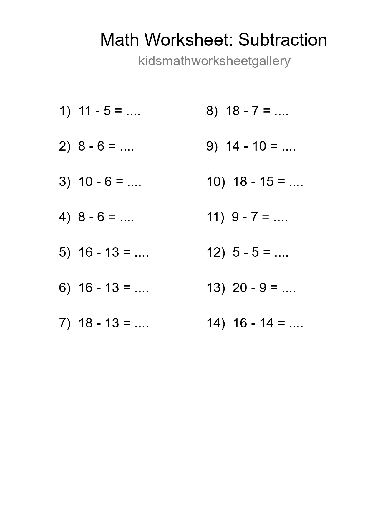 Free 14 Subtraction Math Worksheet For Grade 2 - Part 173