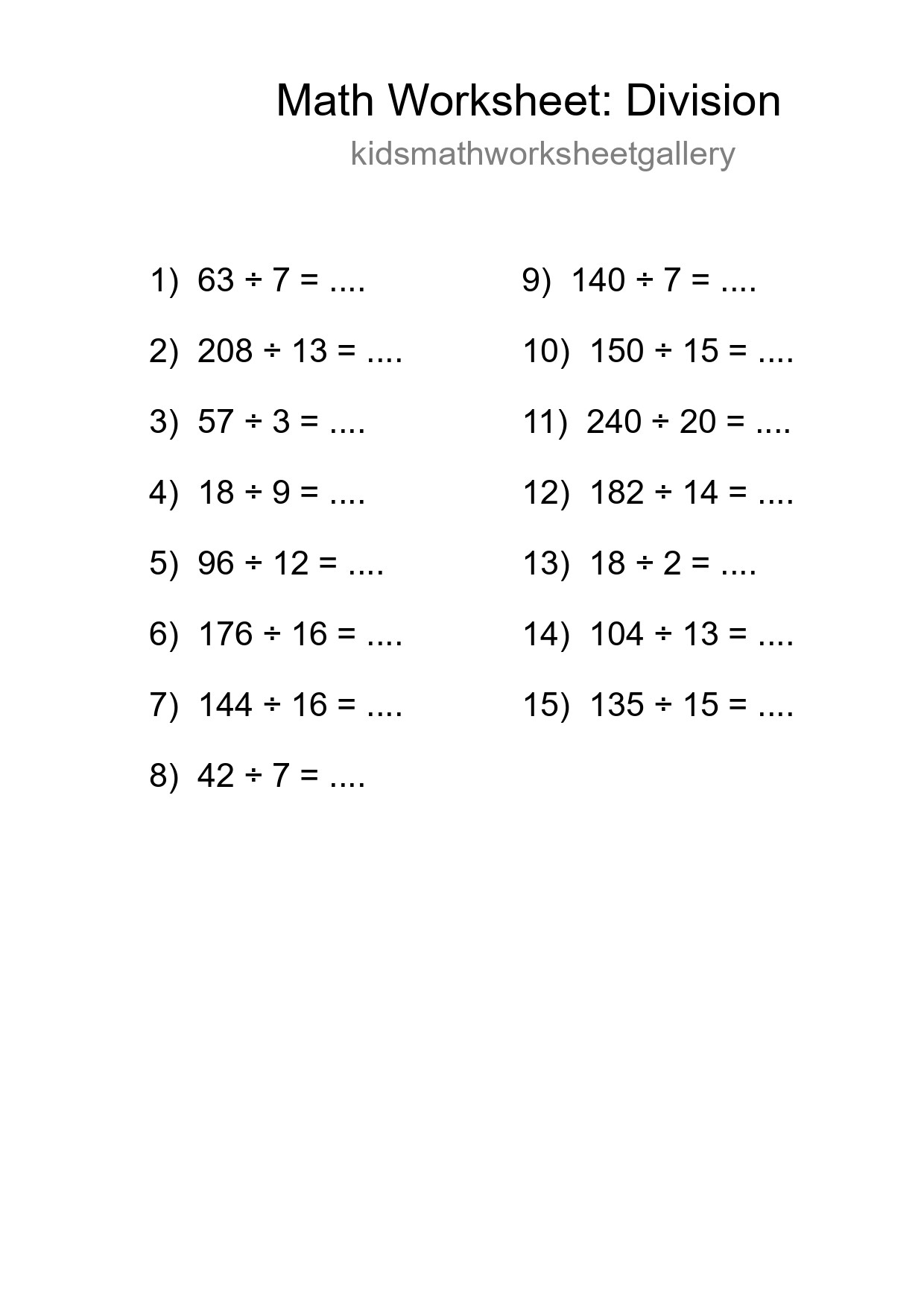 Free 15 Division Math Worksheet For Grade 2 With Answers - Part 169