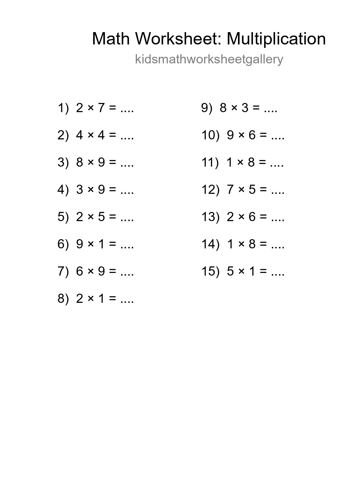 Free 15 Multiplication Math Worksheet For Grade 1 - Part 139