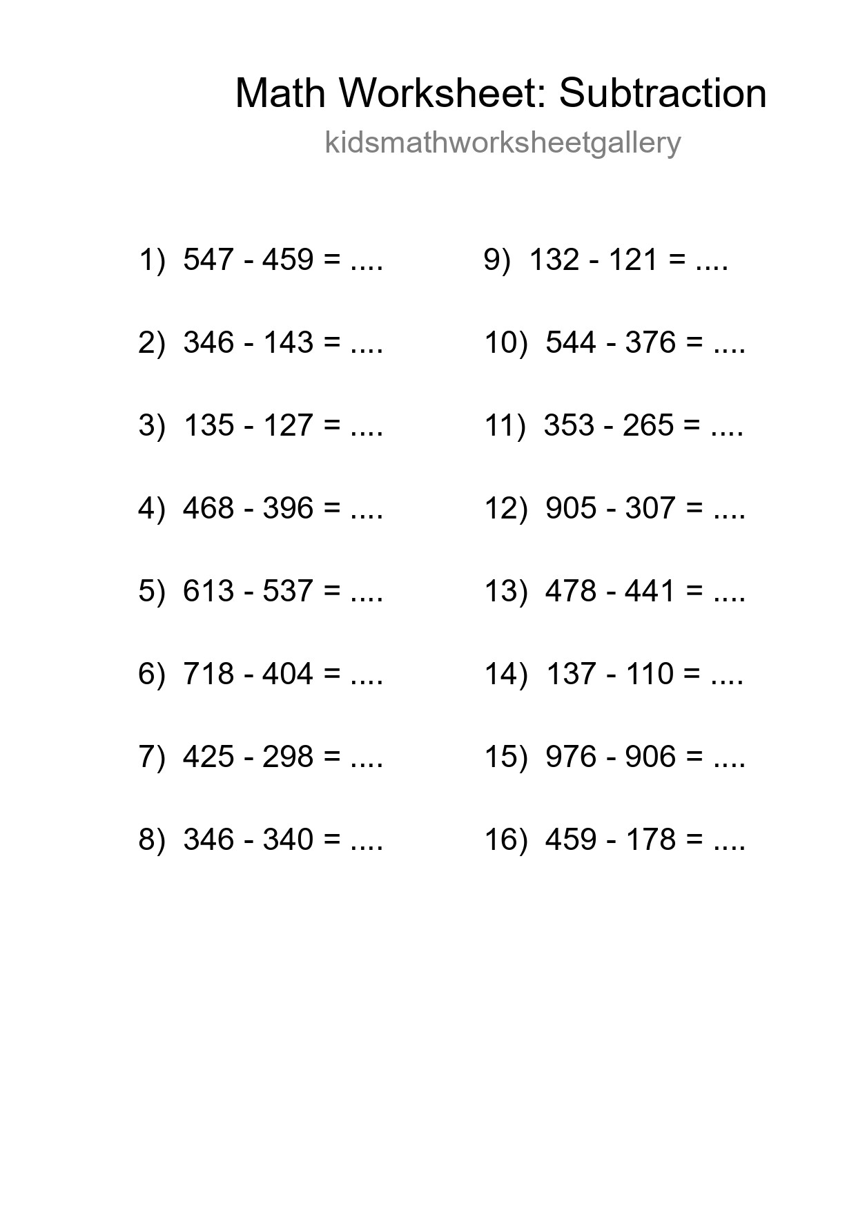 Free 16 Subtraction Math Worksheet For Grade 5 - Part 41