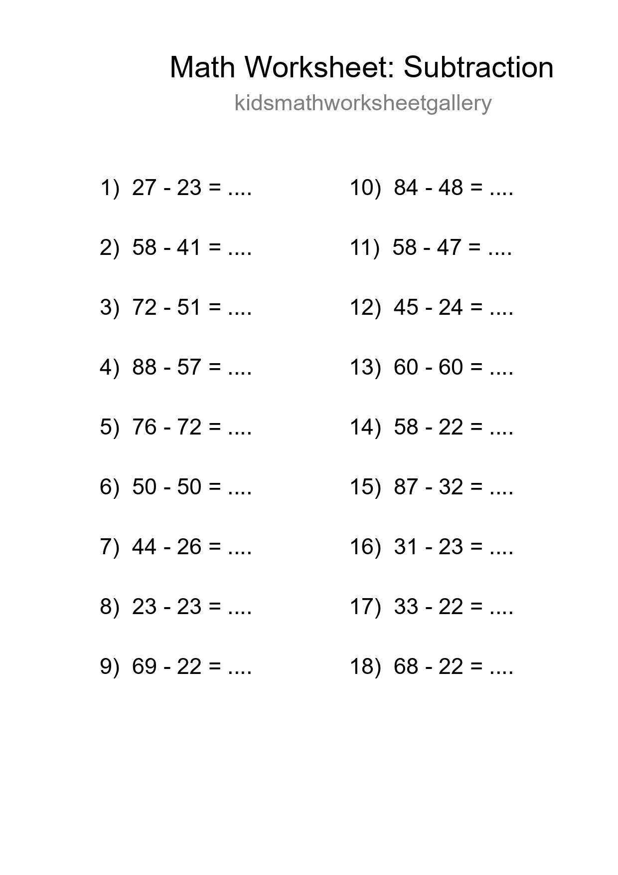 Free 18 Subtraction Math Worksheet For Grade 3 - Part 85