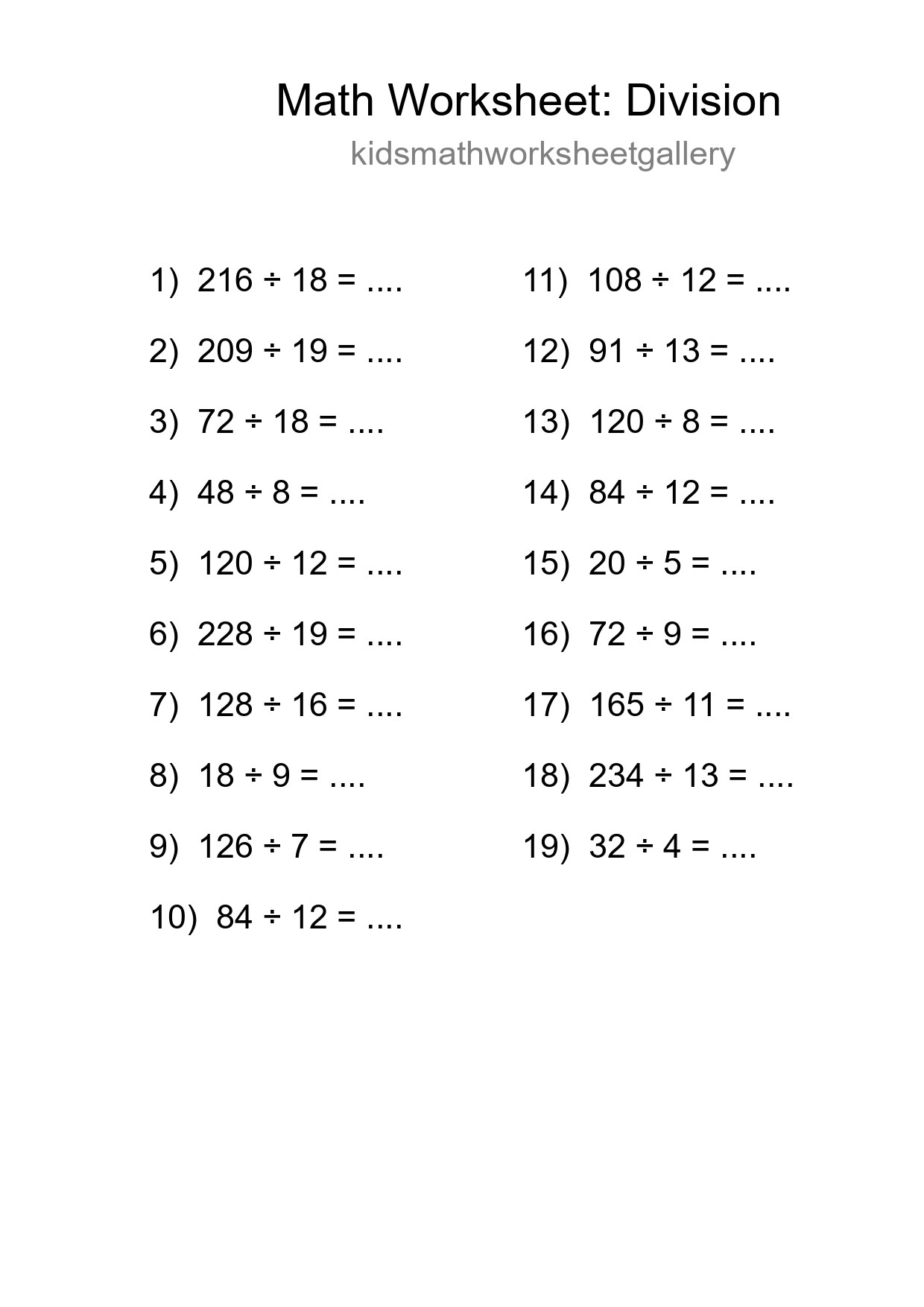 Free 19 Division Math Worksheet For Grade 2 With Answers - Part 279