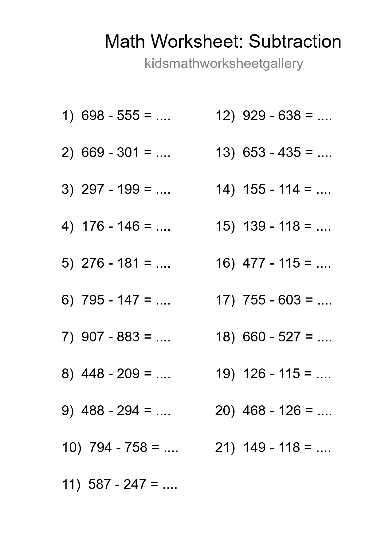 Free 21 Subtraction Math Worksheet For Grade 5 With Answers - Part 52