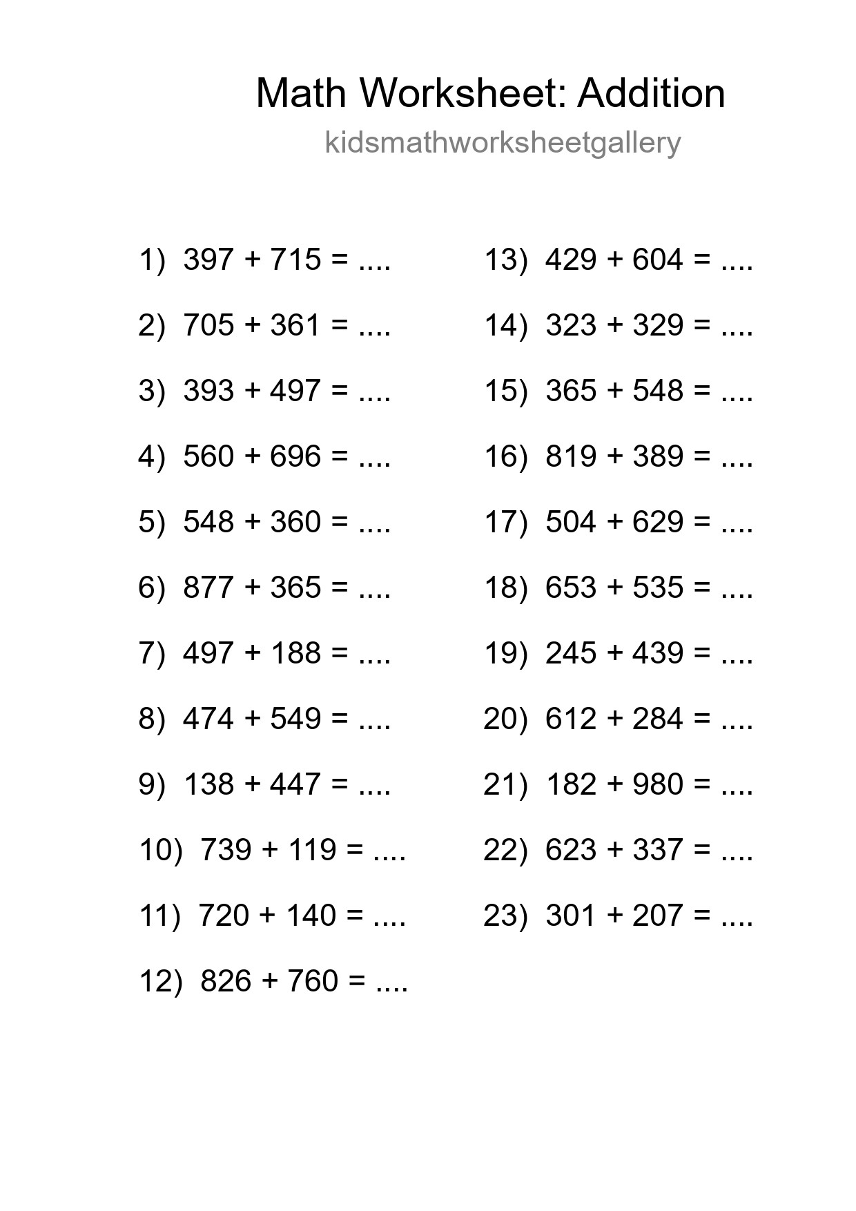 Free 23 Addition Math Worksheet For Grade 5 - Part 144