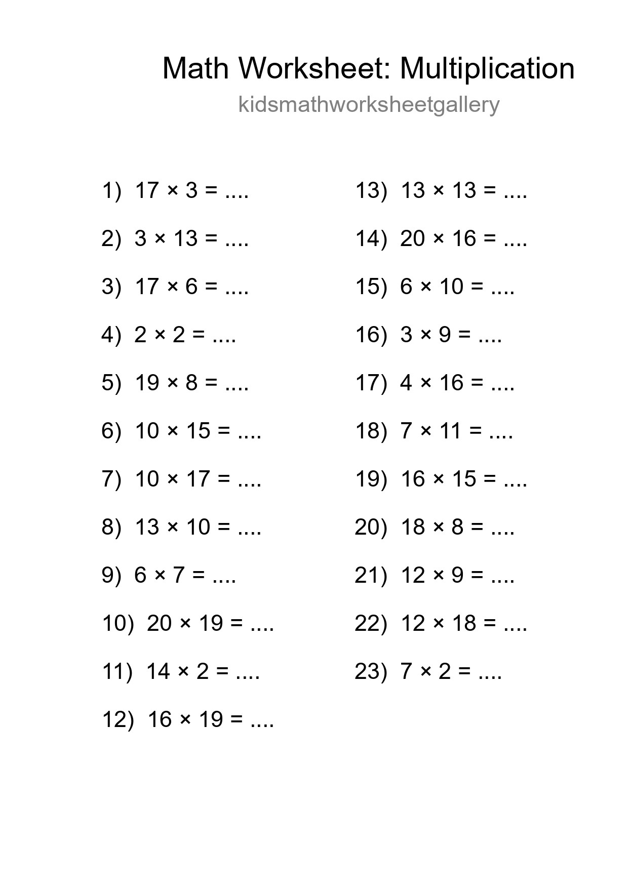 Free 23 Multiplication Math Worksheet For Grade 2 With Answers - Part 150