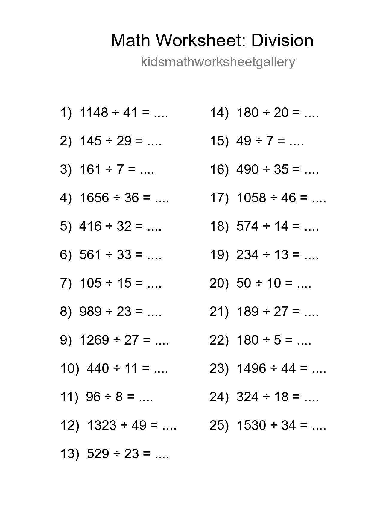Free 25 Division Math Worksheet For Grade 2 - Part 257