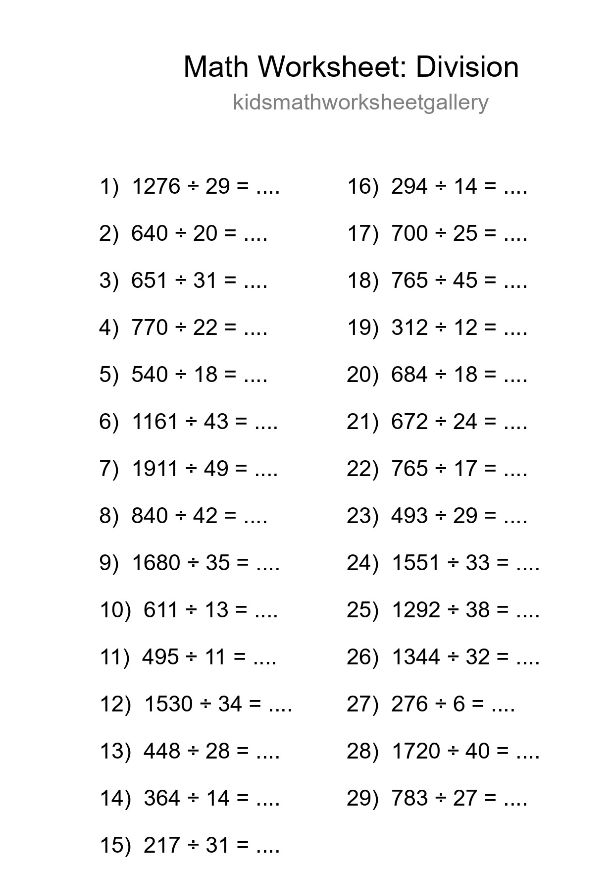 Free 29 Division Math Worksheet For Grade 2 - Part 235