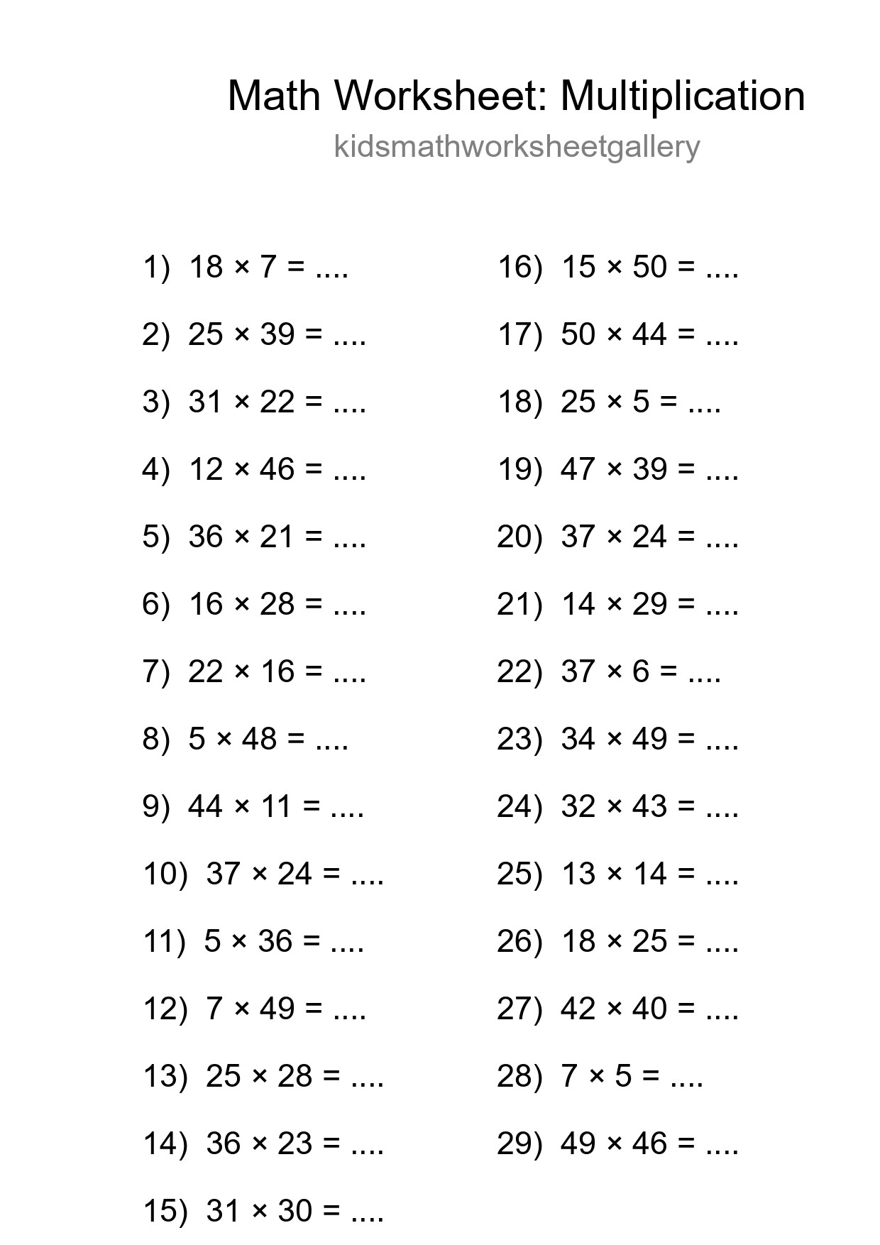 Free 29 Multiplication Math Worksheet For Grade 2 With Answers - Part 117