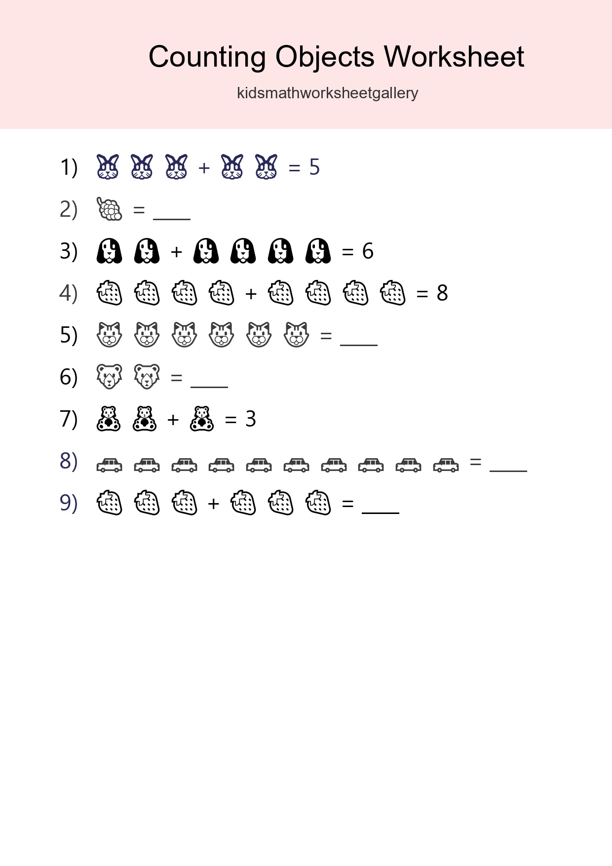 Free Counting Objects Worksheet For Kindergarten - Part 256