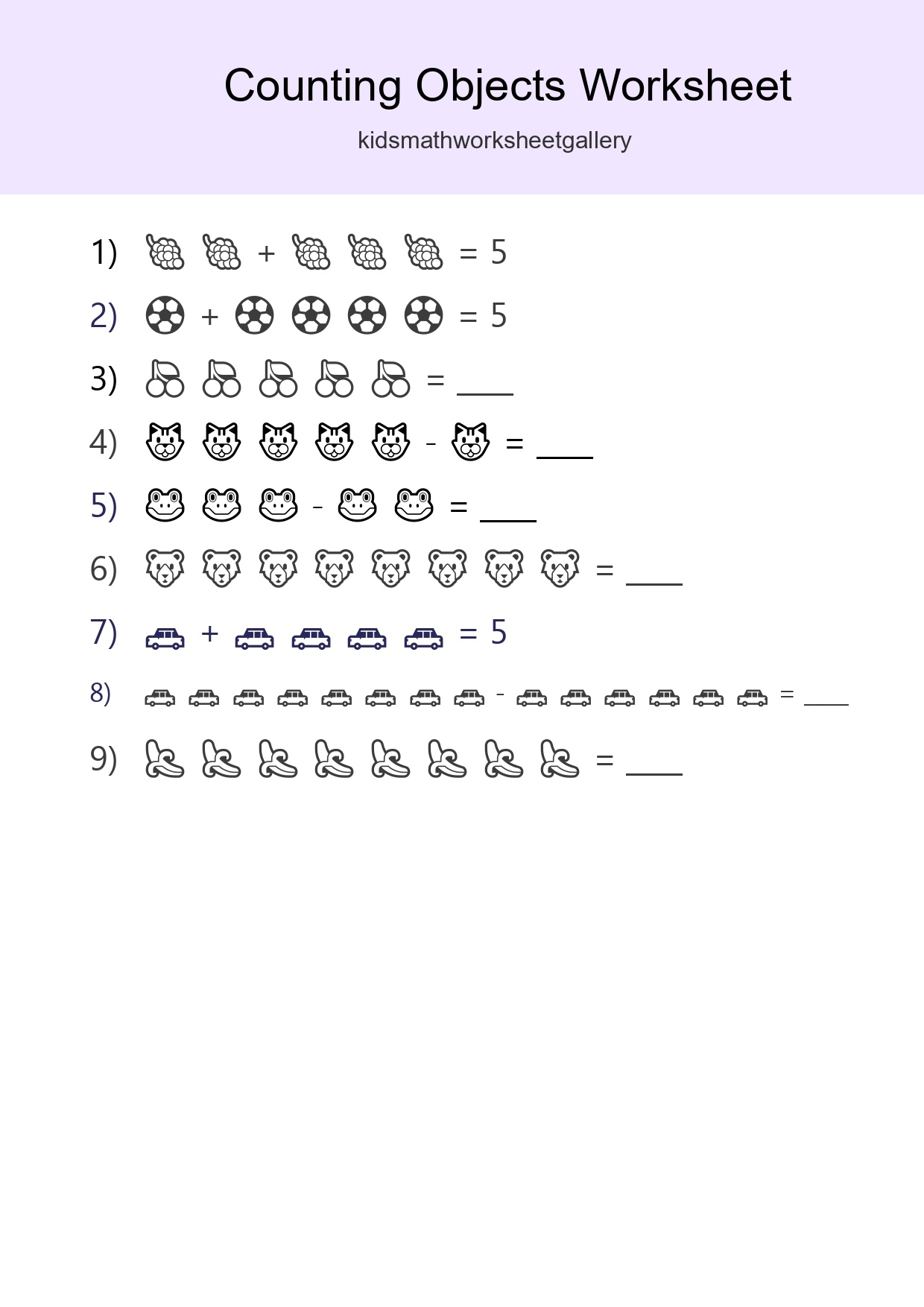 Free Counting Objects Worksheet For Kindergarten Printable - Part 124