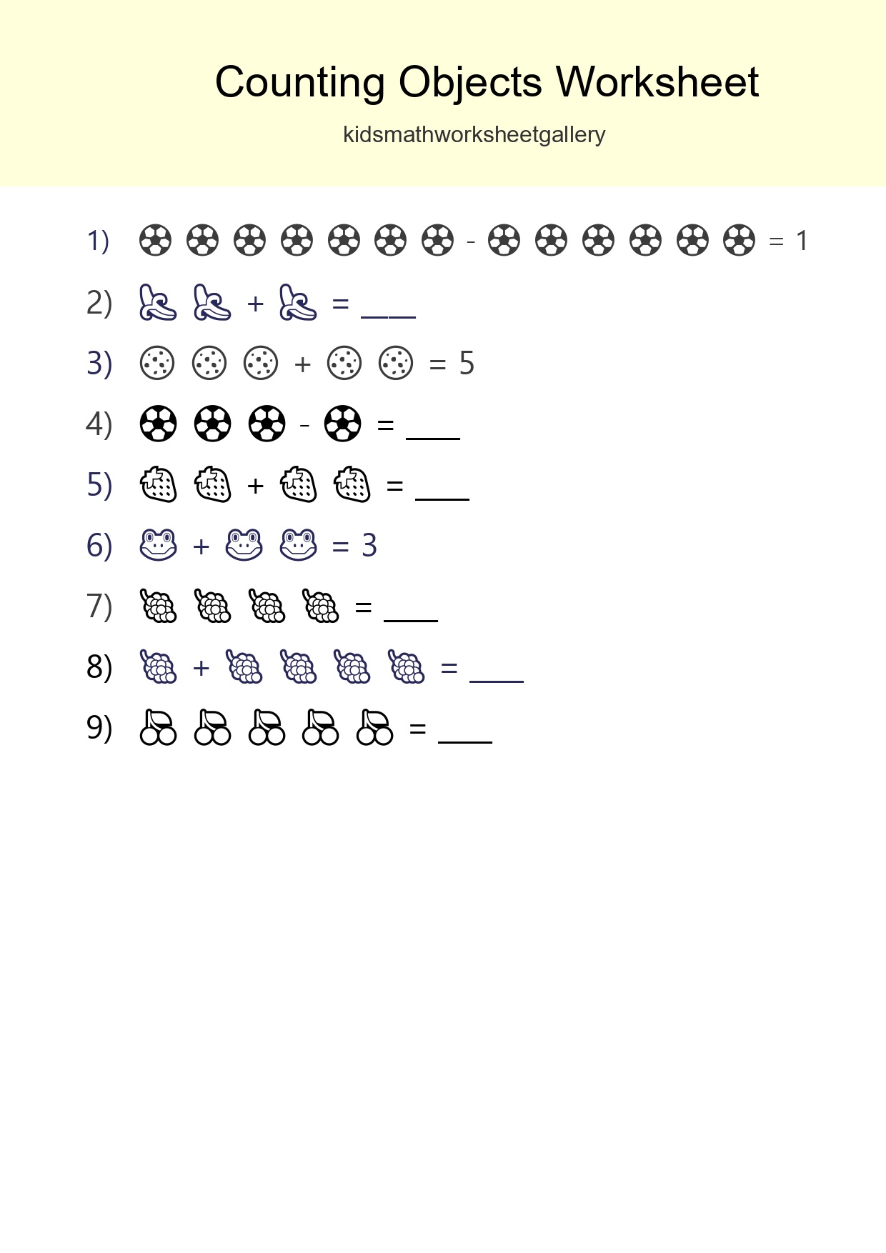 Free Counting Objects Worksheet For Kindergarten Printable - Part 278