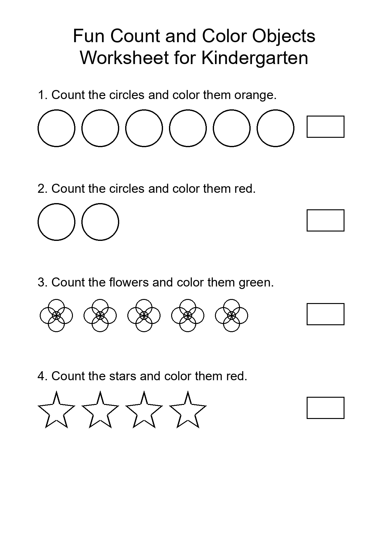 Fun Count and Color Objects Worksheet for Kindergarten