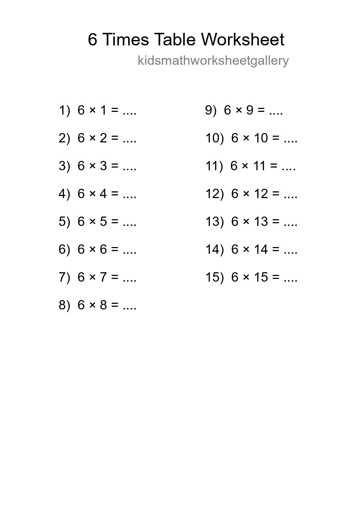 Grade 3 Multiplication Table 6 Practice - Part 130