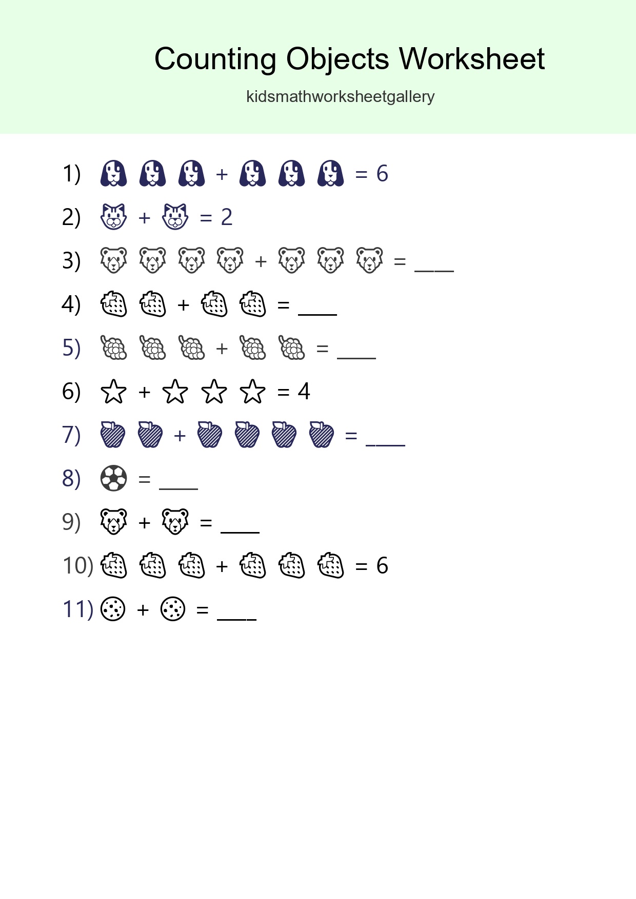 Kindergarten Count The Objects Worksheet - Part 14