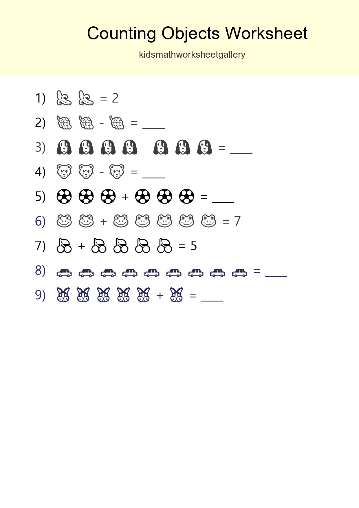 Kindergarten Count The Objects Worksheet - Part 146