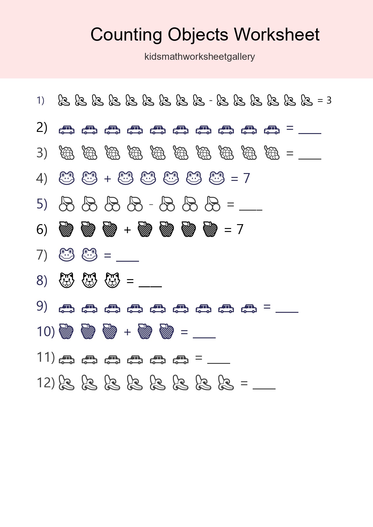 Kindergarten Count The Objects Worksheet - Part 234