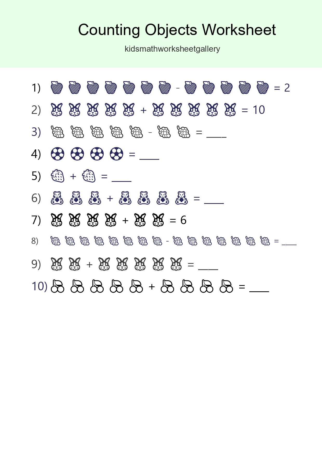 Learn Counting With Pictures Worksheet (Kindergarten) - Part 25