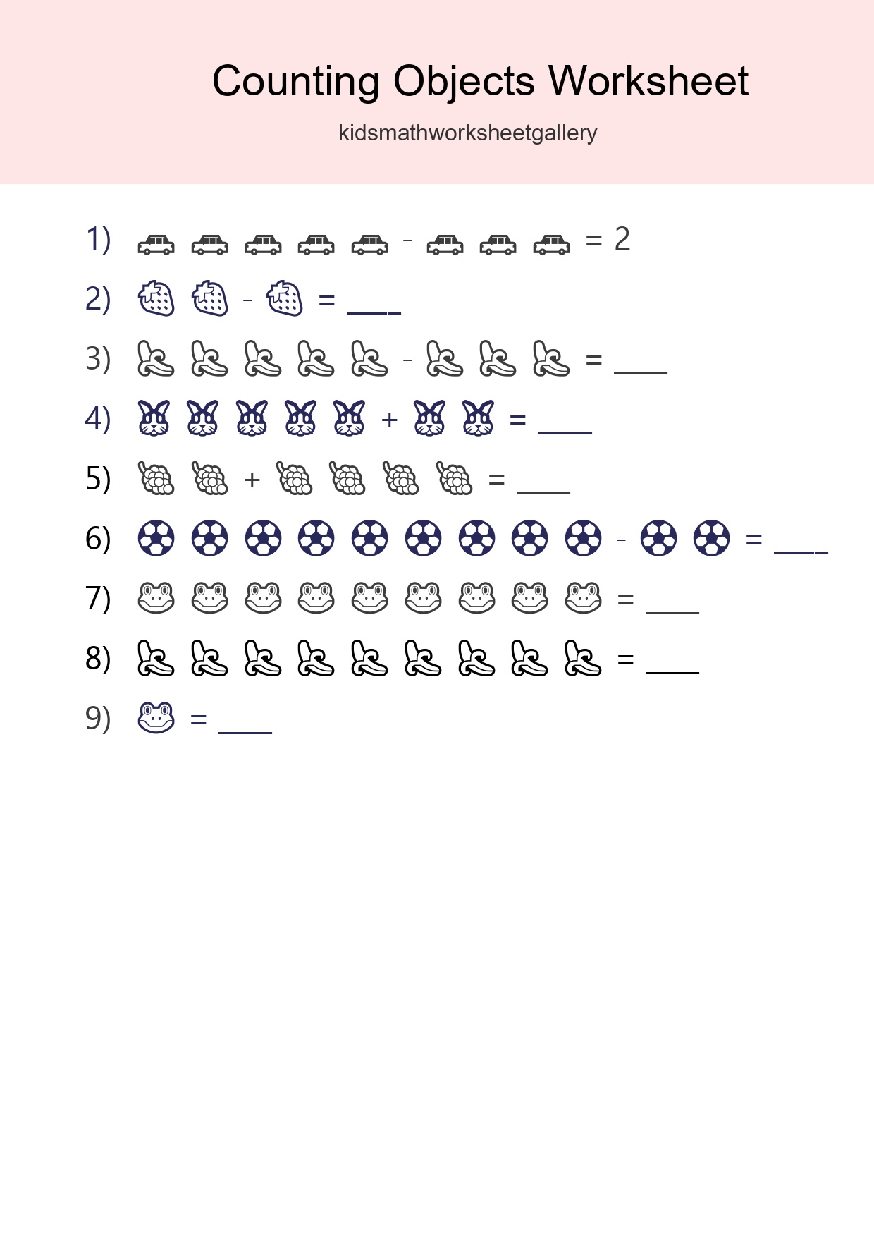 Learn Counting With Pictures Worksheet (Kindergarten) - Part 300