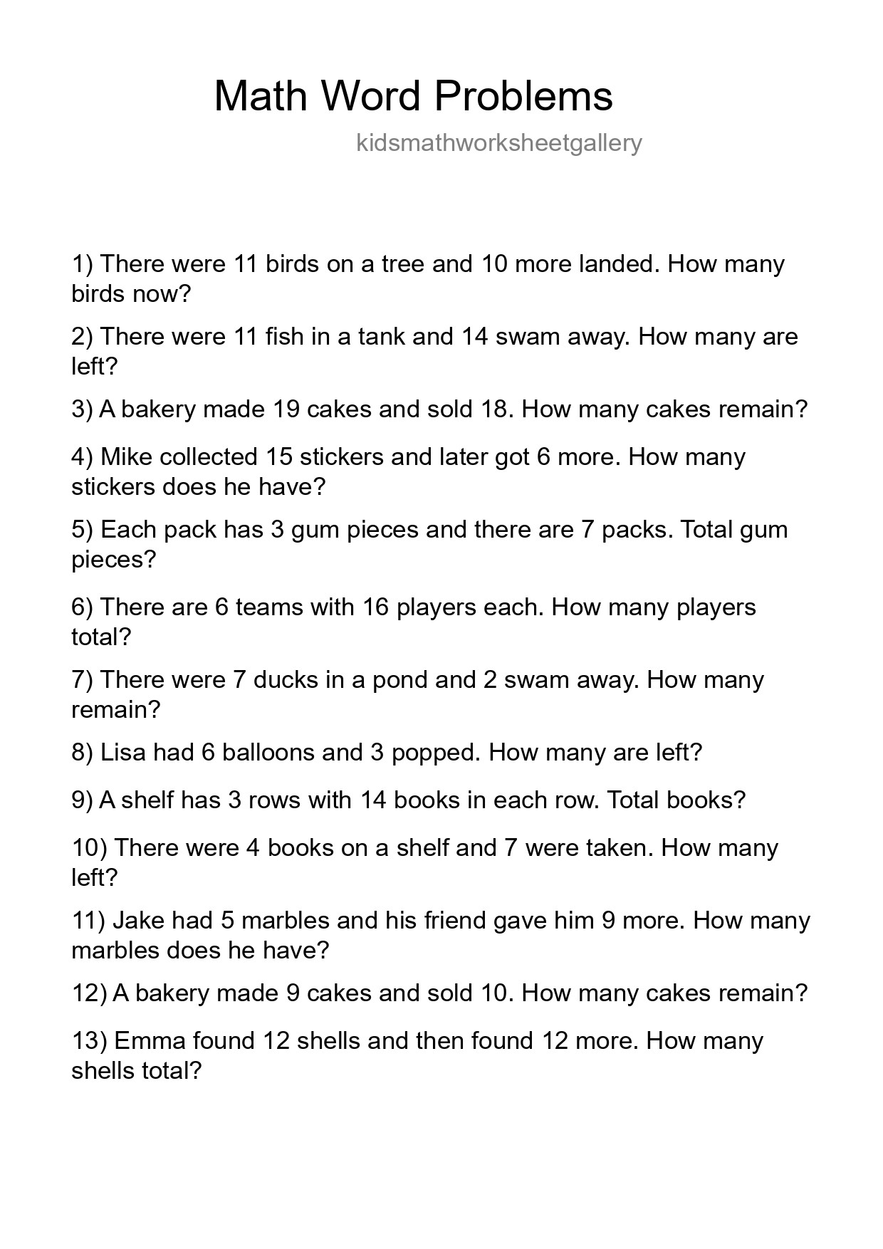 Math Word Problem Worksheet