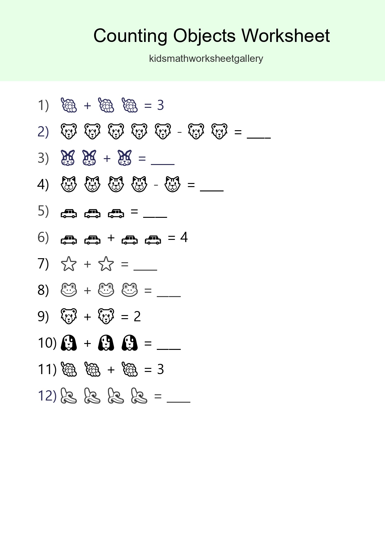 Pre-K Count The Objects Worksheet - Part 3
