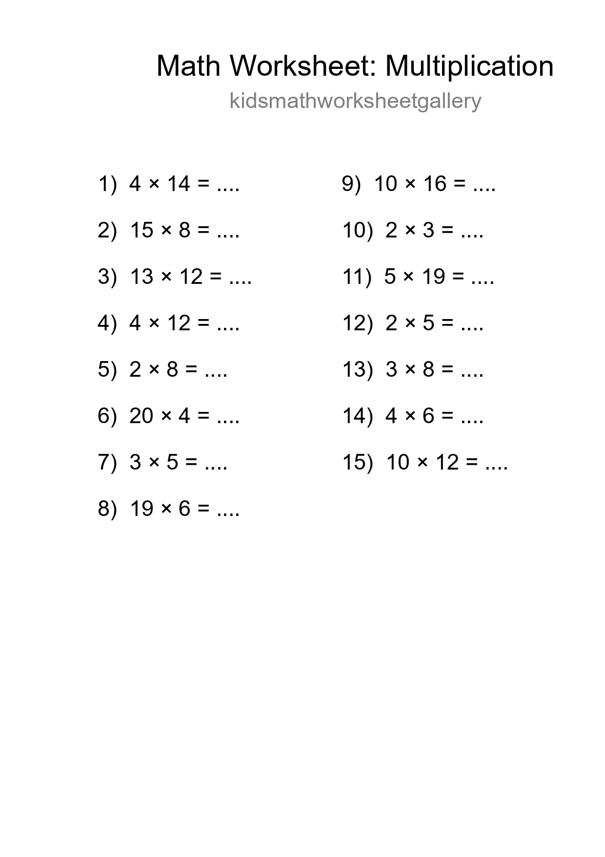Printable Free 15 Multiplication Math Worksheet For Grade 2 - Part 51