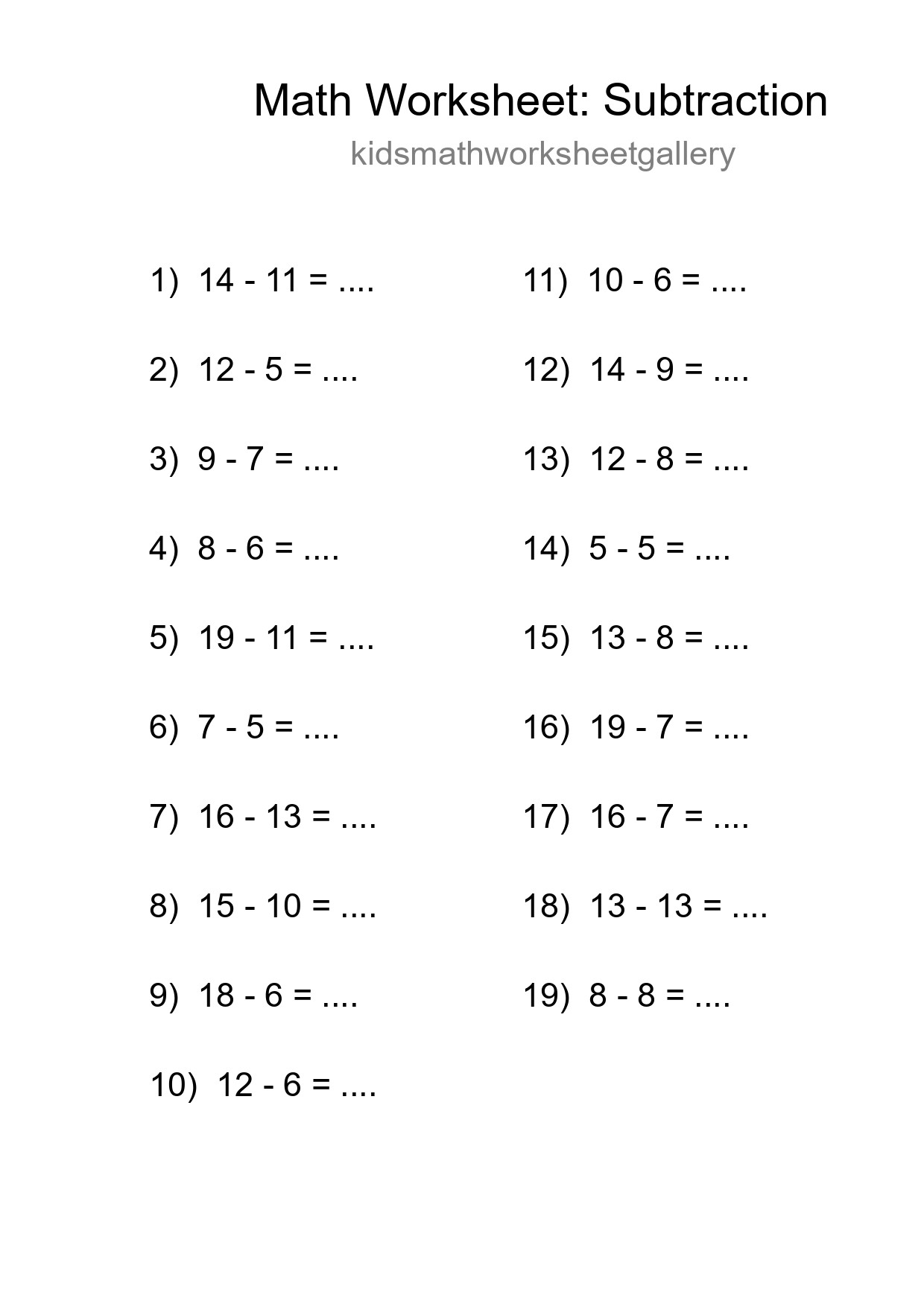 Printable Free 19 Subtraction Math Worksheet For Grade 2 - Part 184