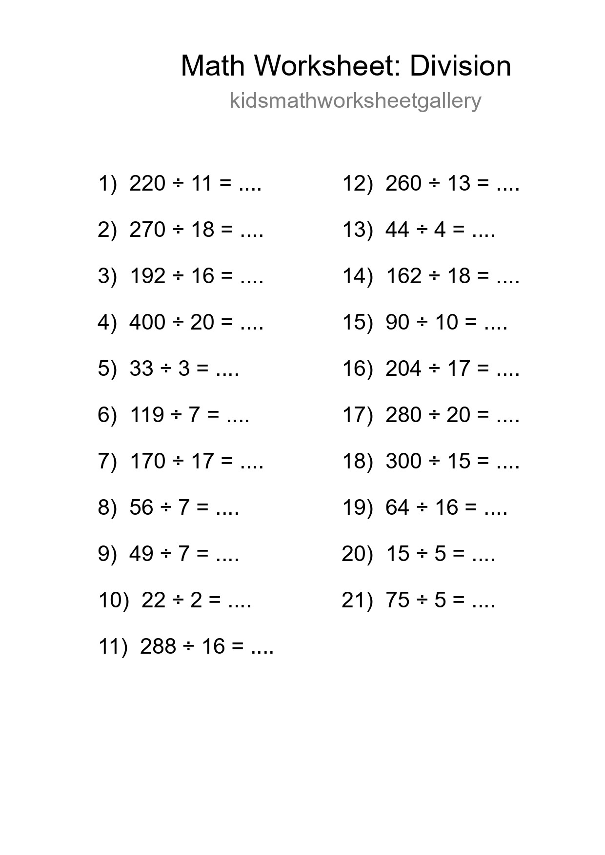 Printable Free 21 Division Math Worksheet For Grade 2 - Part 70